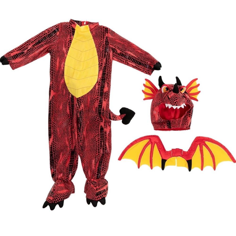 NWT Fire Dragon Dinosaur Costume for Kids Unisex. Size S. Fit 3-7 Yrs Kid - Picture 4 of 7